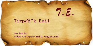 Tirpák Emil névjegykártya